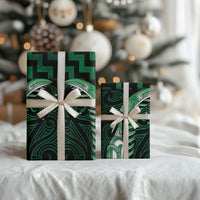 Green Matariki New Zealand Wrapping Paper Maori Poutama Galaxy Vibes LT14 - Polynesian Pride