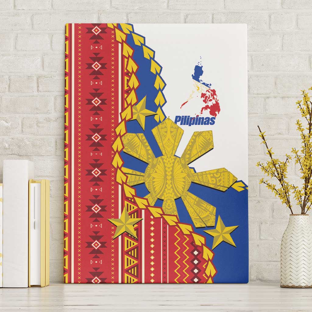 Philippines Independence Day Canvas Wall Art Pilipinas Sun Stars Igorot Pattern LT14 Without Frame Red - Polynesian Pride