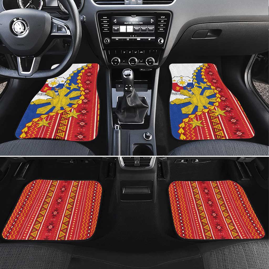 Philippines Independence Day Car Mats Pilipinas Sun Stars Igorot Pattern LT14 Set 4pcs Red - Polynesian Pride