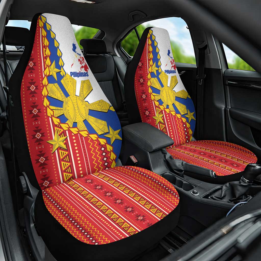 Philippines Independence Day Car Seat Cover Pilipinas Sun Stars Igorot Pattern LT14 One Size Red - Polynesian Pride