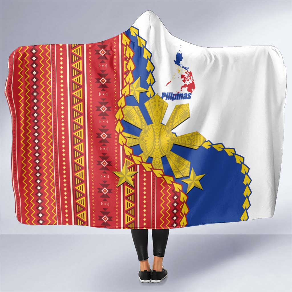 Philippines Independence Day Hooded Blanket Pilipinas Sun Stars Igorot Pattern LT14 One Size Red - Polynesian Pride