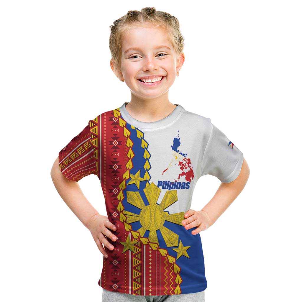 Philippines Independence Day Kid T Shirt Pilipinas Sun Stars Igorot Pattern LT14 Red - Polynesian Pride