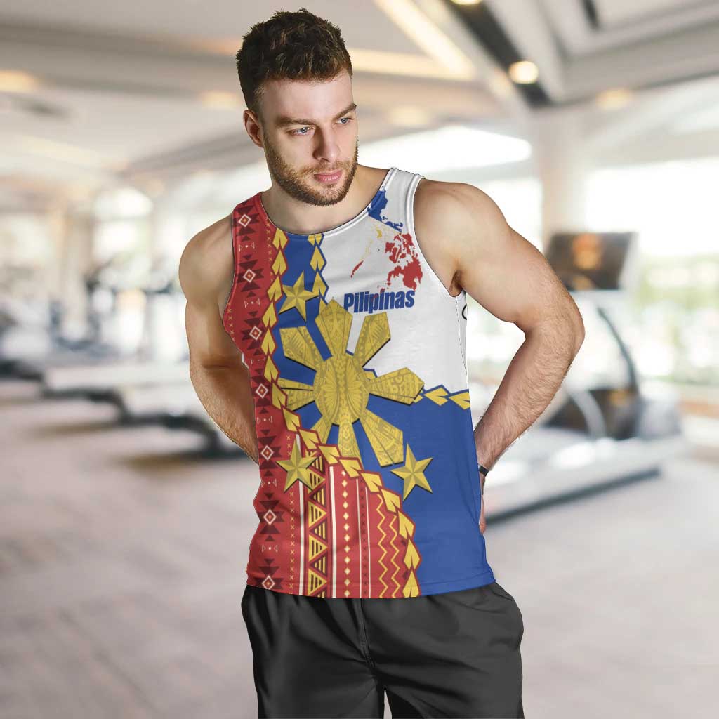 Philippines Independence Day Men Tank Top Pilipinas Sun Stars Igorot Pattern LT14 Red - Polynesian Pride