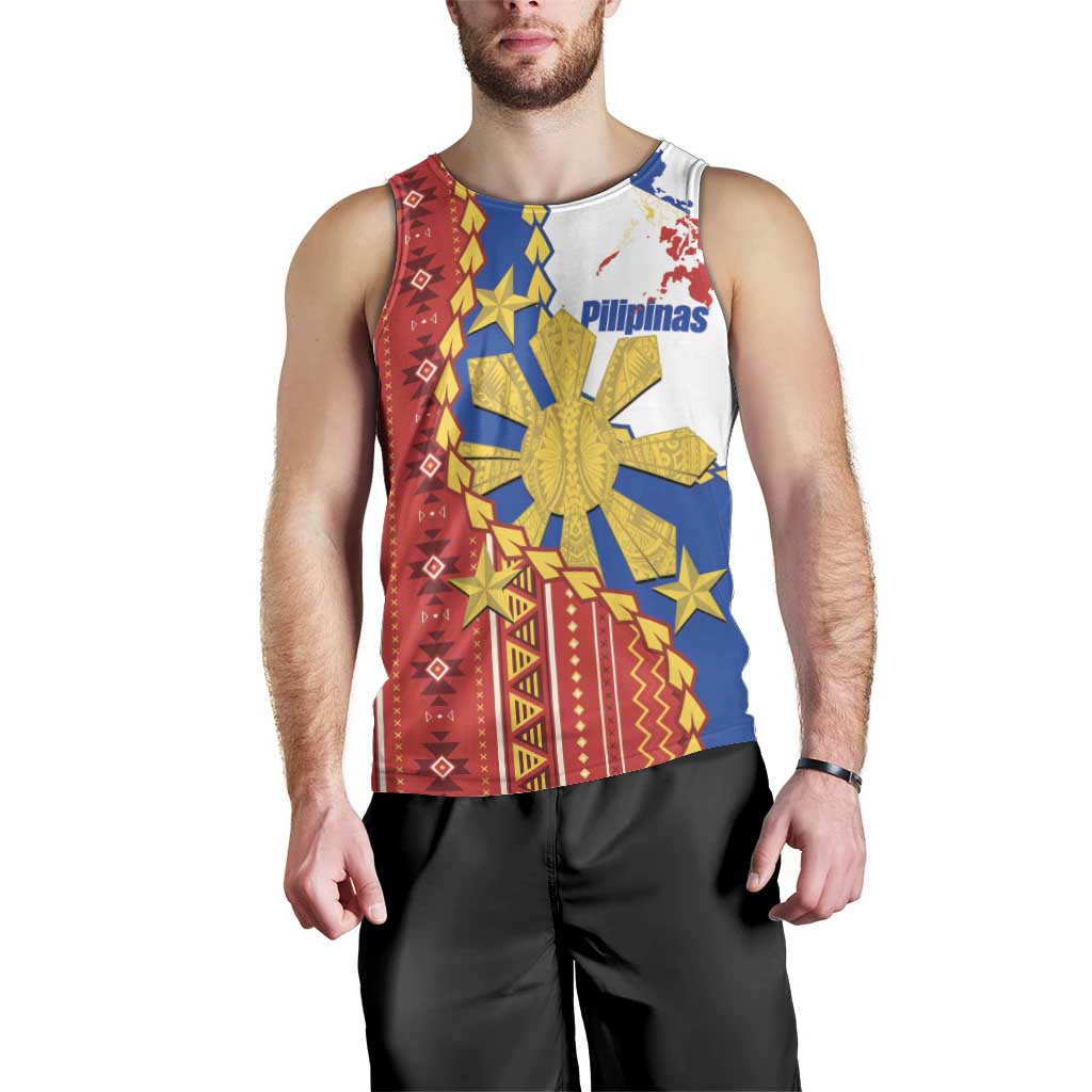 Philippines Independence Day Men Tank Top Pilipinas Sun Stars Igorot Pattern LT14 - Polynesian Pride