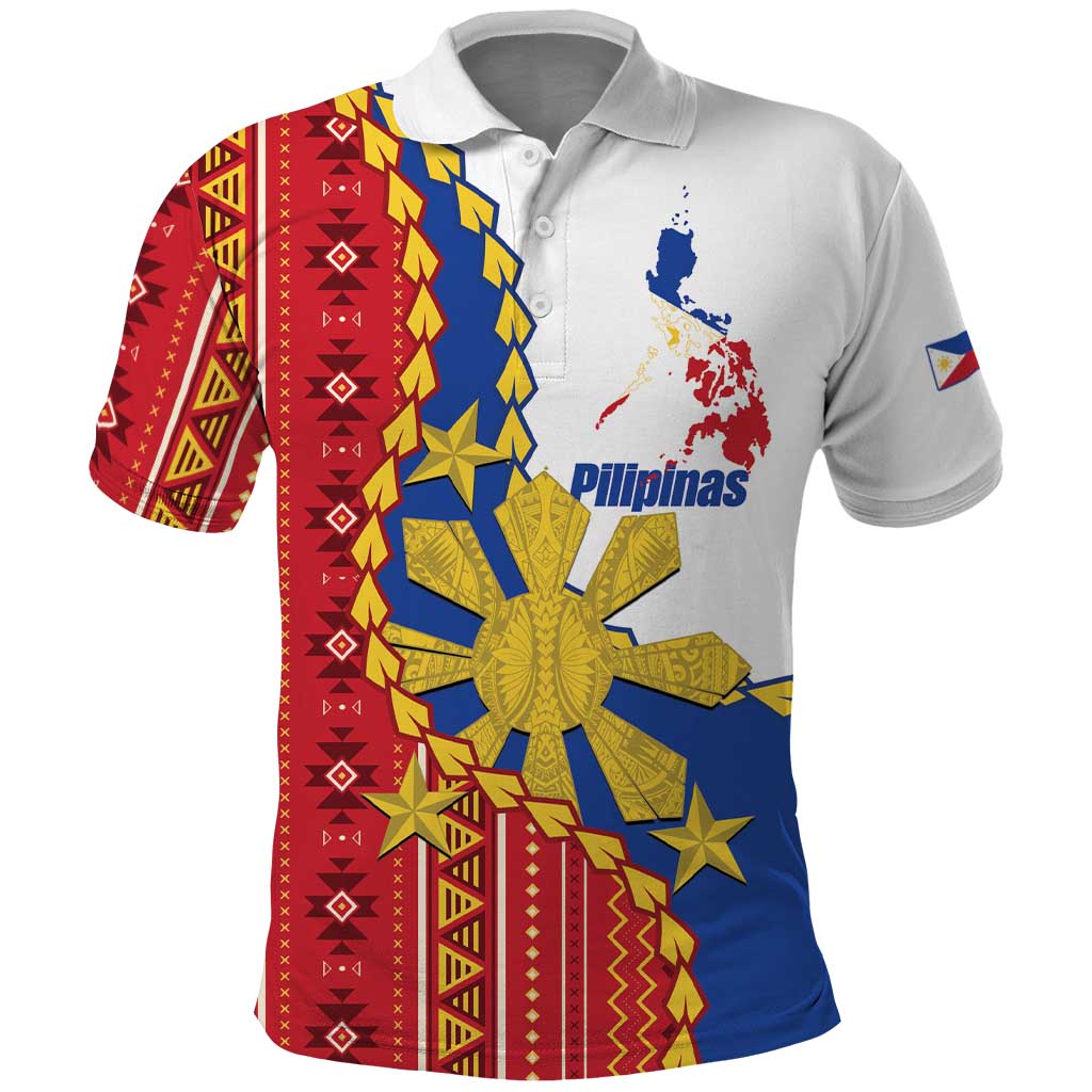 Philippines Independence Day Polo Shirt Pilipinas Sun Stars Igorot Pattern LT14 Red - Polynesian Pride