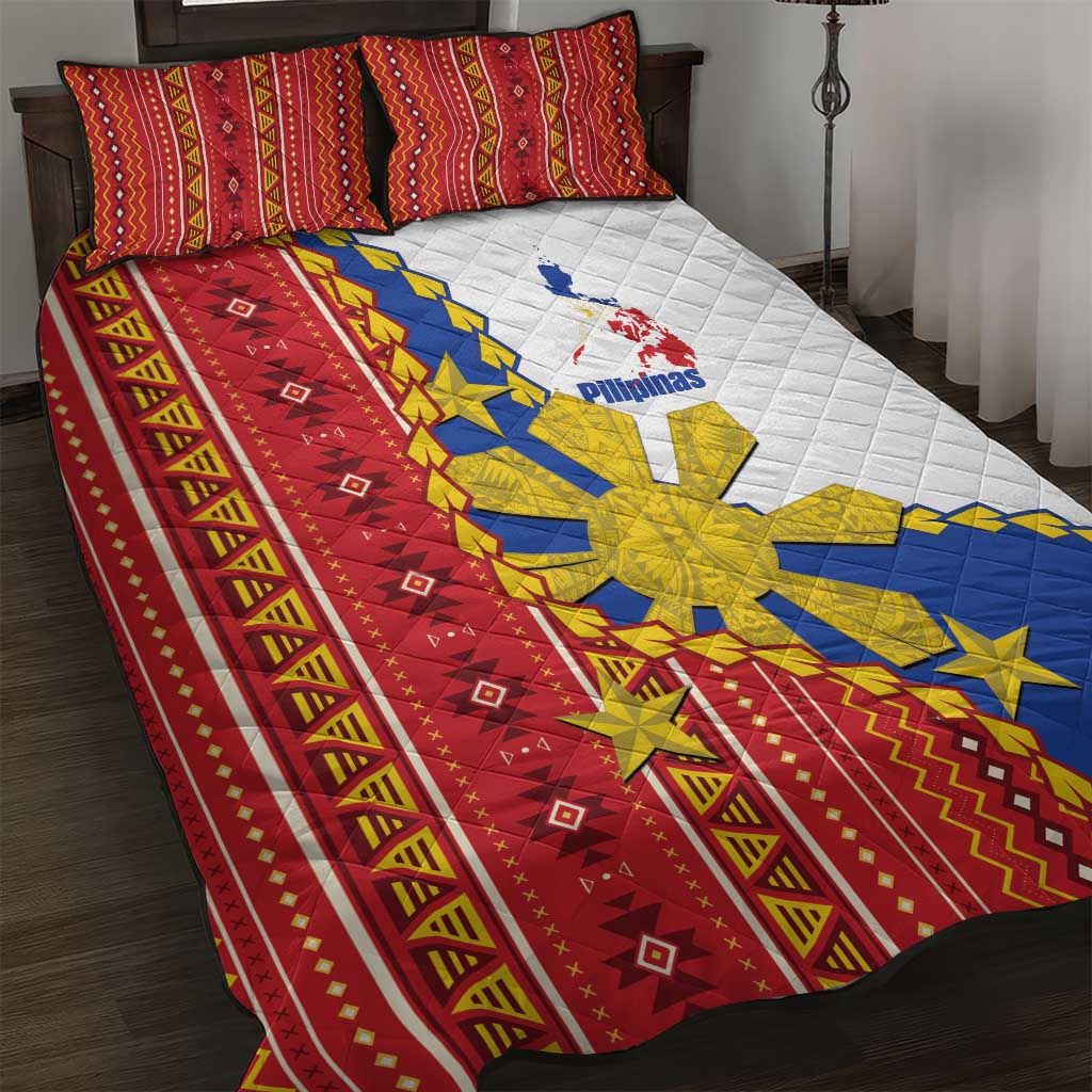 Philippines Independence Day Quilt Bed Set Pilipinas Sun Stars Igorot Pattern LT14 Red - Polynesian Pride