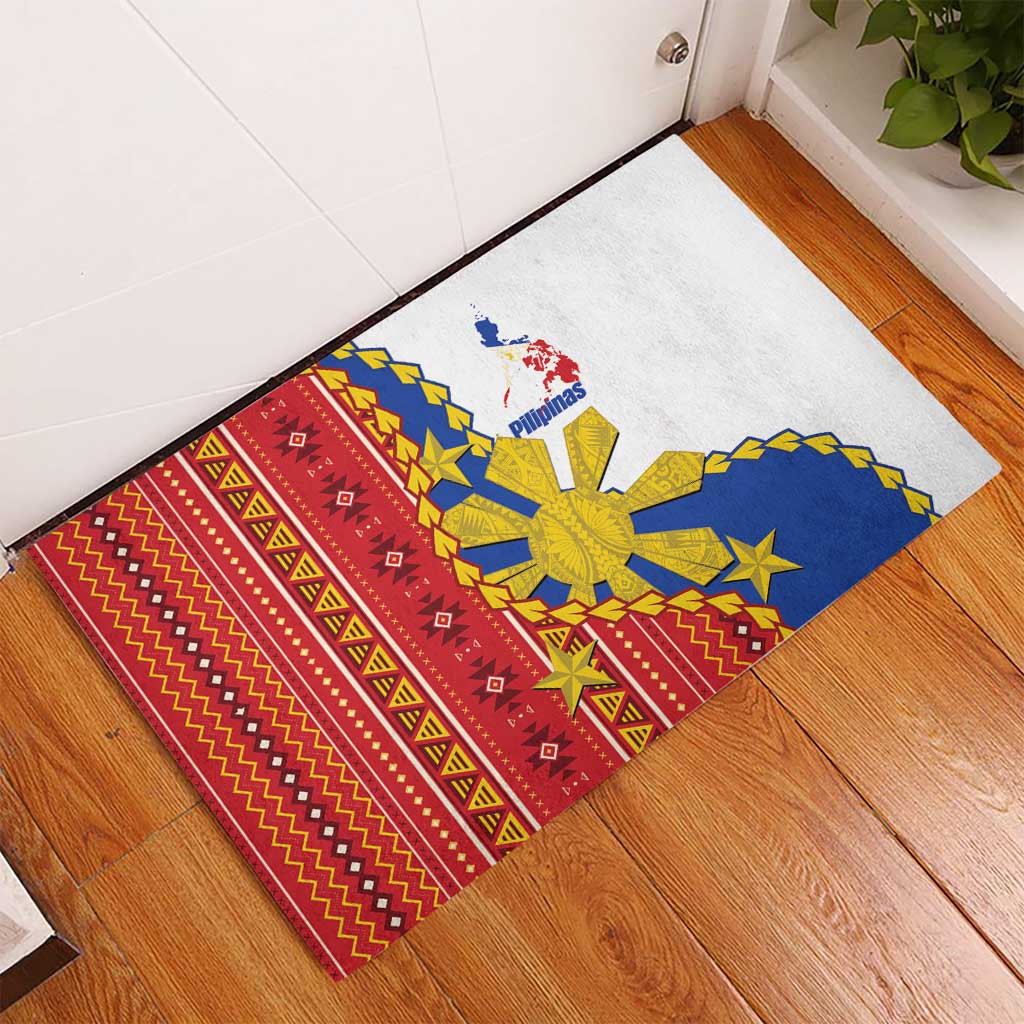 Philippines Independence Day Rubber Doormat Pilipinas Sun Stars Igorot Pattern LT14 - Polynesian Pride