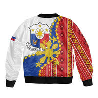 Philippines Independence Day Sleeve Zip Bomber Jacket Pilipinas Sun Stars Igorot Pattern LT14 - Polynesian Pride