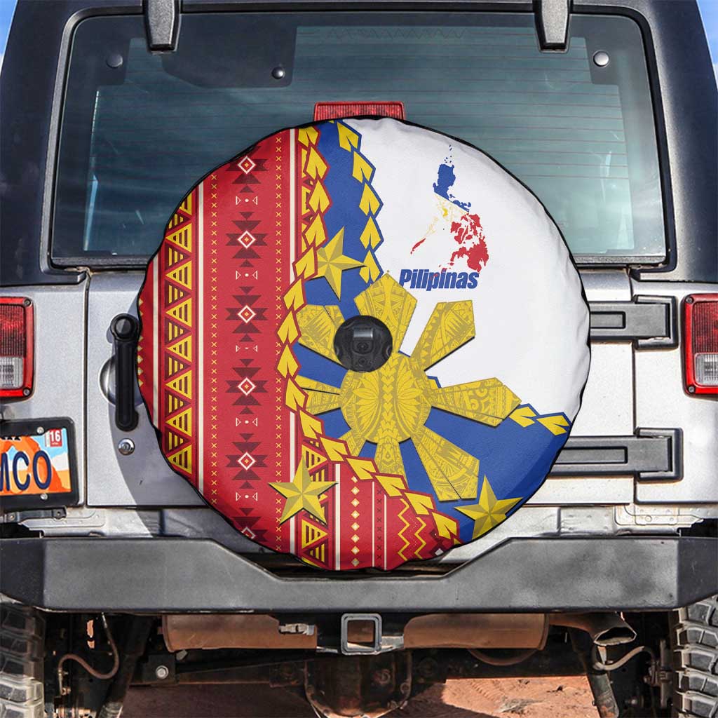 Philippines Independence Day Spare Tire Cover Pilipinas Sun Stars Igorot Pattern LT14 Red - Polynesian Pride