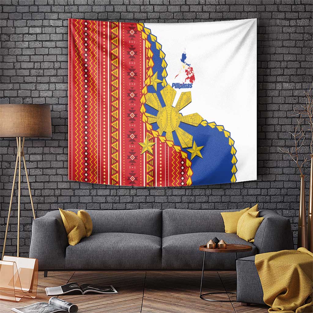 Philippines Independence Day Tapestry Pilipinas Sun Stars Igorot Pattern LT14 Red - Polynesian Pride