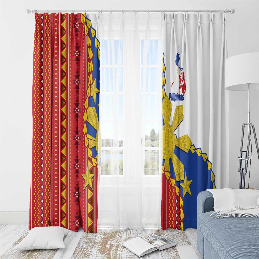 Philippines Independence Day Window Curtain Pilipinas Sun Stars Igorot Pattern LT14 - Polynesian Pride