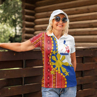 Philippines Independence Day Women Polo Shirt Pilipinas Sun Stars Igorot Pattern LT14 - Polynesian Pride