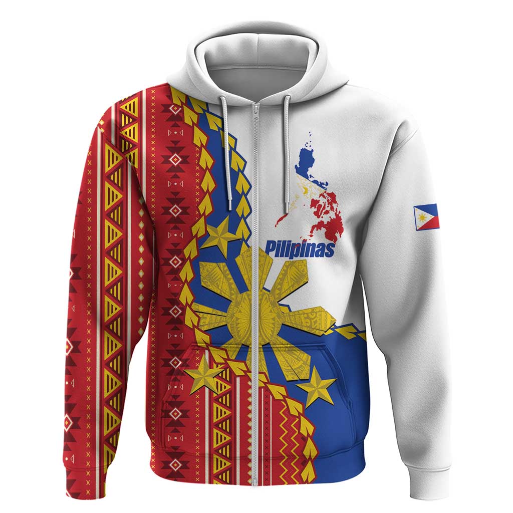 Philippines Independence Day Zip Hoodie Pilipinas Sun Stars Igorot Pattern LT14 Zip Hoodie Red - Polynesian Pride