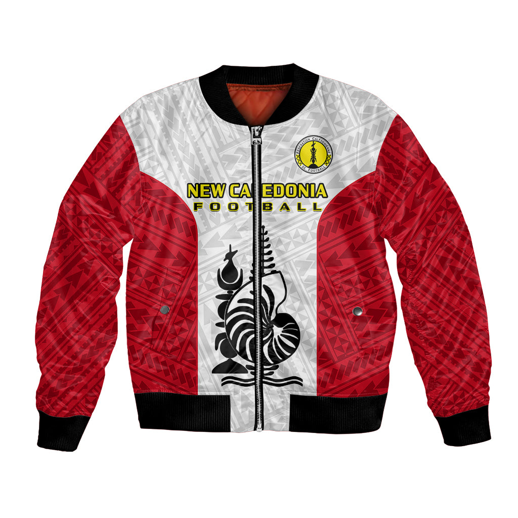 New Caledonia Football Bomber Jacket Polynesian Pattern Sporty Style LT14 Unisex Red - Polynesian Pride