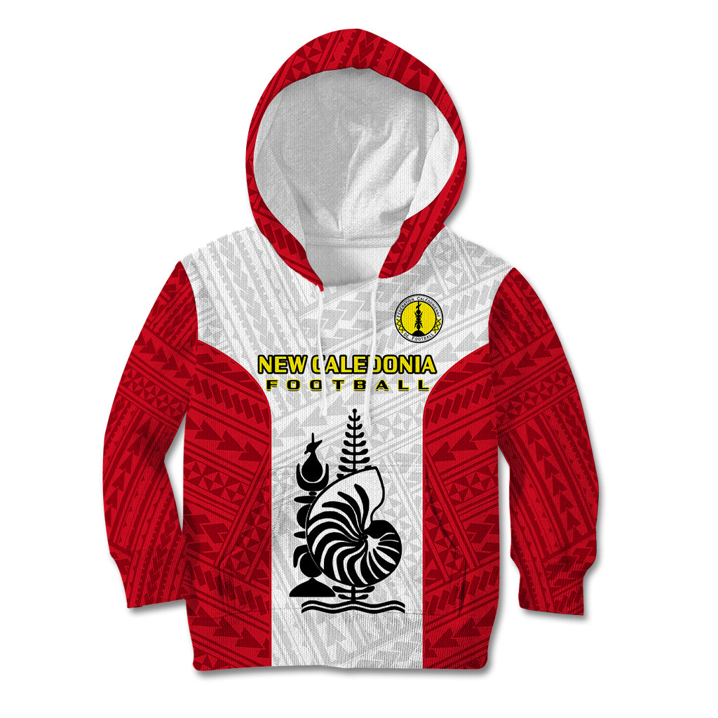 New Caledonia Football Kid Hoodie Polynesian Pattern Sporty Style LT14 Hoodie Red - Polynesian Pride