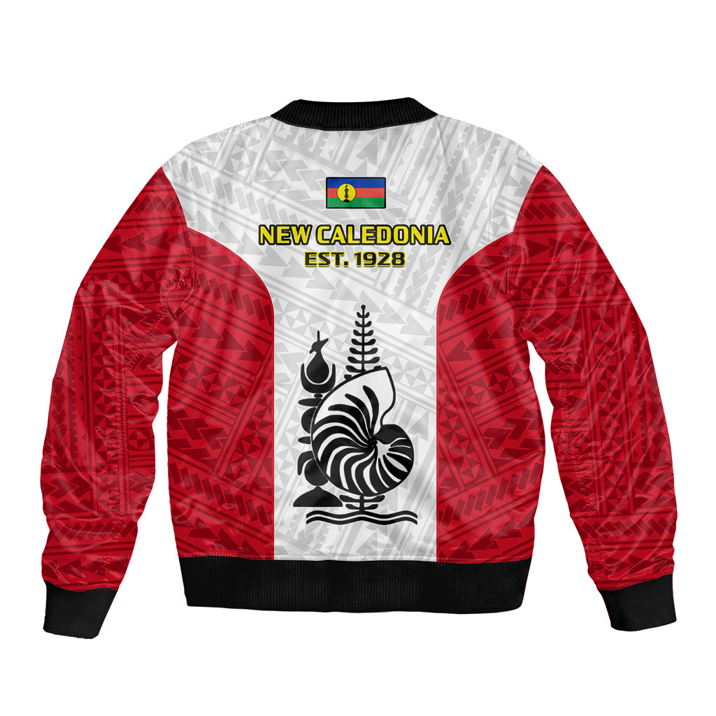 New Caledonia Football Sleeve Zip Bomber Jacket Polynesian Pattern Sporty Style LT14 - Polynesian Pride