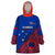 Personalised Samoa Football Wearable Blanket Hoodie Samoan Coat Of Arm Polynesian Sporty Style LT14 One Size Blue - Polynesian Pride