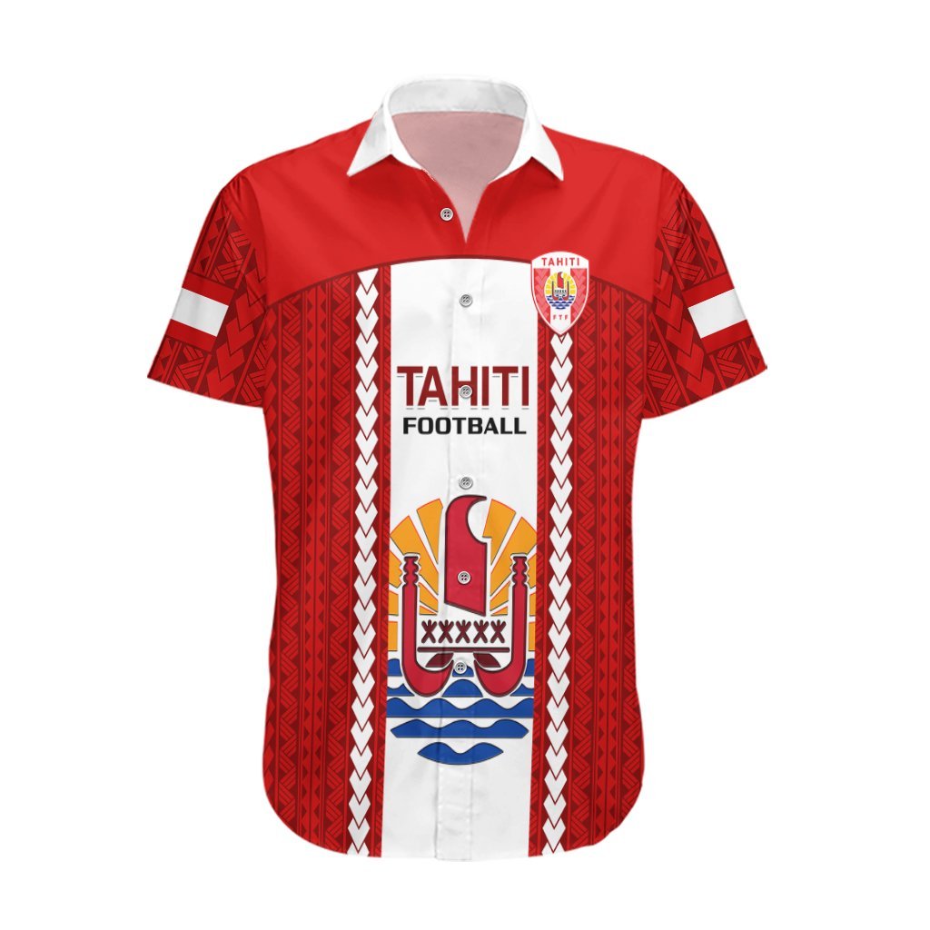 Tahitian Football Hawaiian Shirt Tahiti Coat Of Arm Polynesian Sporty Style LT14 Red - Polynesian Pride