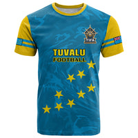 Custom Tuvalu Islands Football T Shirt Polynesian Pattern Sporty Style LT14 Blue - Polynesian Pride