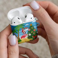 Flamingo Hawaii Summer Christmas Personalized AirPods Case Mele Kalikimaka Beachy Vibes LT14 - Polynesian Pride