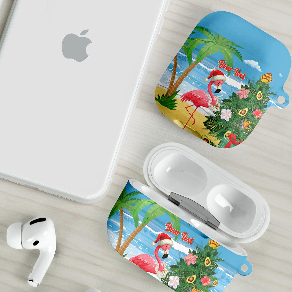 Flamingo Hawaii Summer Christmas Personalized AirPods Case Mele Kalikimaka Beachy Vibes LT14 - Polynesian Pride