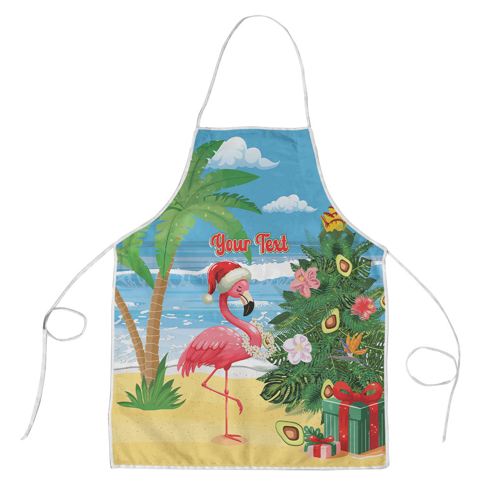 Flamingo Hawaii Summer Christmas Personalized Apron Mele Kalikimaka Beachy Vibes LT14 Blue - Polynesian Pride