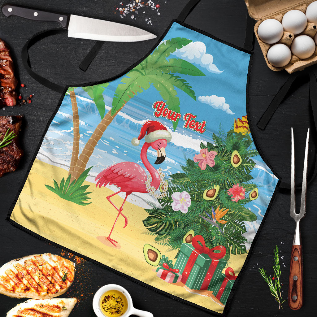 Flamingo Hawaii Summer Christmas Personalized Apron Mele Kalikimaka Beachy Vibes LT14 Blue - Polynesian Pride