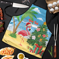 Flamingo Hawaii Summer Christmas Personalized Apron Mele Kalikimaka Beachy Vibes LT14 Blue - Polynesian Pride