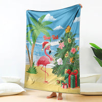 Flamingo Hawaii Summer Christmas Personalized Blanket Mele Kalikimaka Beachy Vibes LT14 - Polynesian Pride