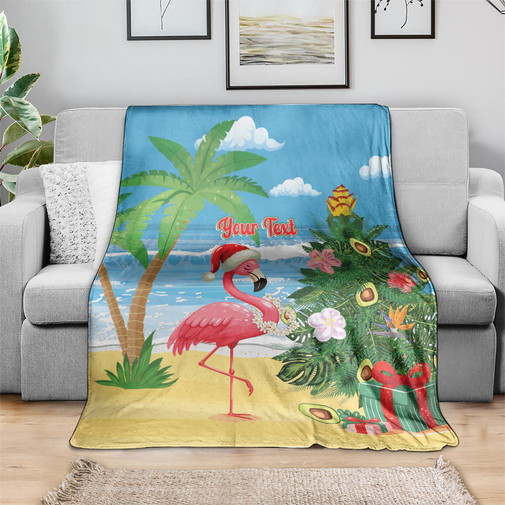 Flamingo Hawaii Summer Christmas Personalized Blanket Mele Kalikimaka Beachy Vibes LT14 - Polynesian Pride