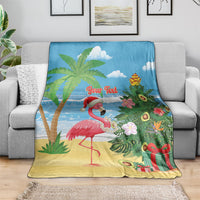 Flamingo Hawaii Summer Christmas Personalized Blanket Mele Kalikimaka Beachy Vibes LT14 - Polynesian Pride