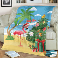 Flamingo Hawaii Summer Christmas Personalized Blanket Mele Kalikimaka Beachy Vibes LT14 - Polynesian Pride