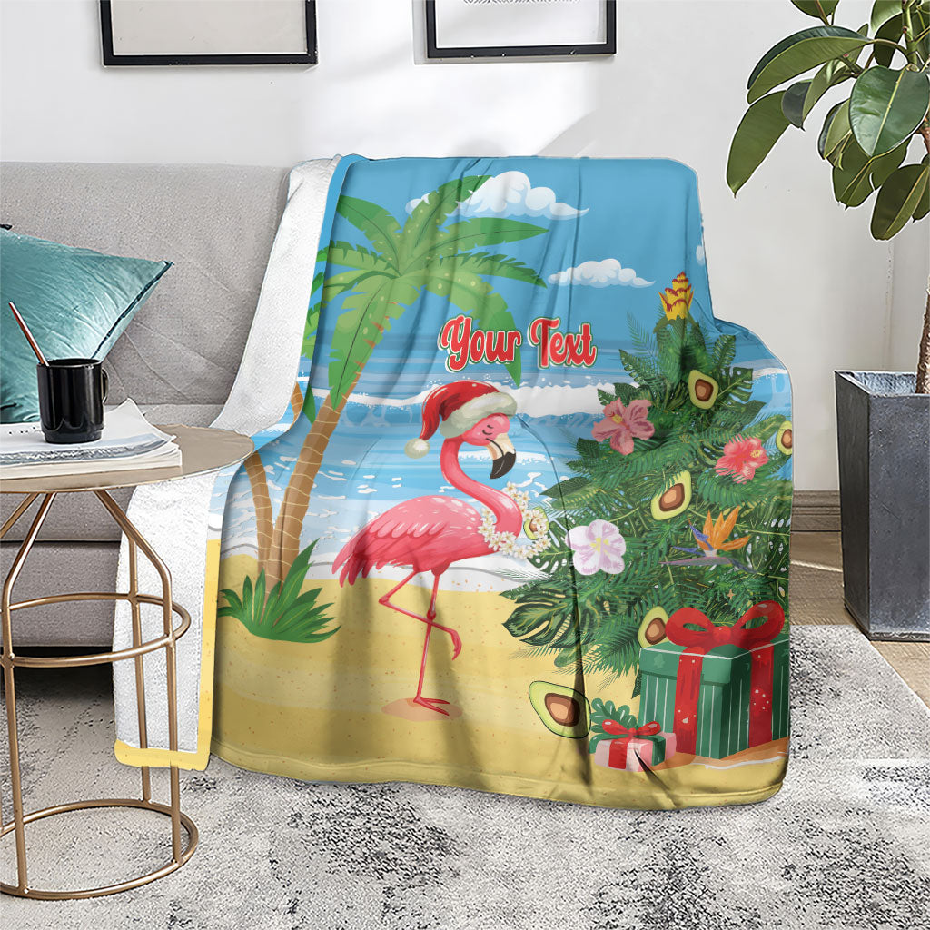 Flamingo Hawaii Summer Christmas Personalized Blanket Mele Kalikimaka Beachy Vibes LT14 - Polynesian Pride