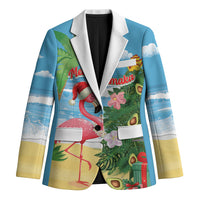 Flamingo Hawaii Summer Christmas Personalized Blazer Mele Kalikimaka Beachy Vibes LT14 Unisex Blue - Polynesian Pride
