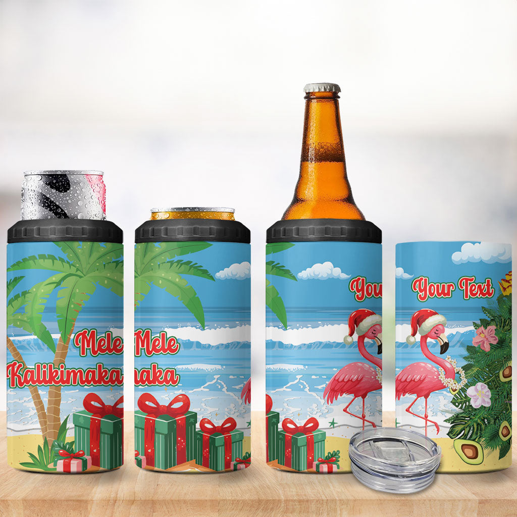 Flamingo Hawaii Summer Christmas Personalized 4 in 1 Can Cooler Tumbler Mele Kalikimaka Beachy Vibes LT14 - Polynesian Pride