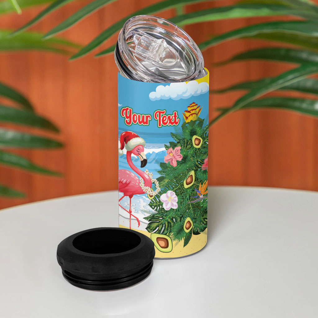 Flamingo Hawaii Summer Christmas Personalized 4 in 1 Can Cooler Tumbler Mele Kalikimaka Beachy Vibes LT14 - Polynesian Pride