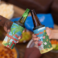 Flamingo Hawaii Summer Christmas Personalized 4 in 1 Can Cooler Tumbler Mele Kalikimaka Beachy Vibes LT14 - Polynesian Pride