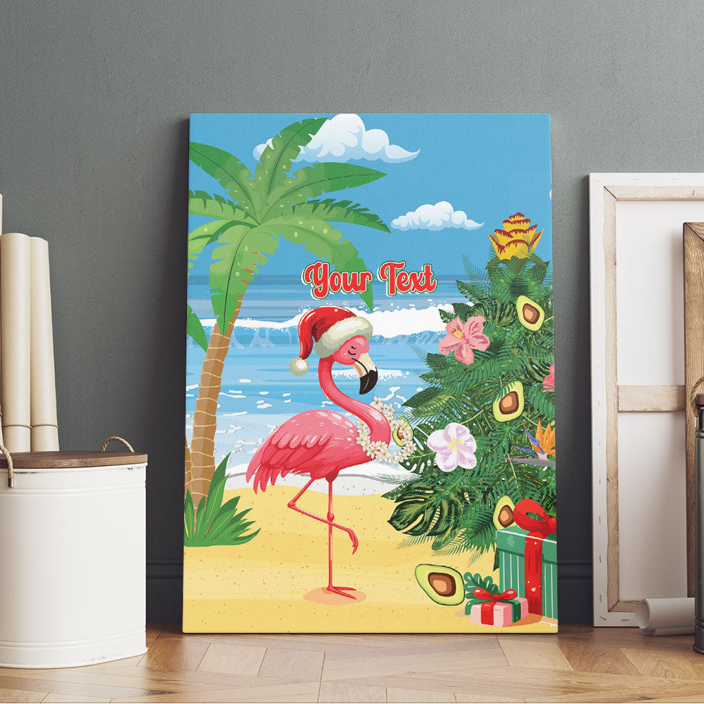 Flamingo Hawaii Summer Christmas Personalized Canvas Wall Art Mele Kalikimaka Beachy Vibes LT14 - Polynesian Pride