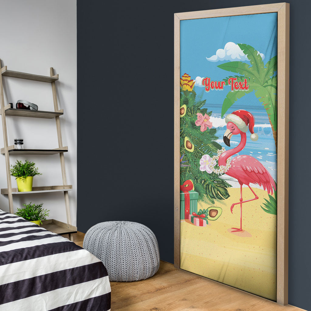 Flamingo Hawaii Summer Christmas Personalized Door Cover Mele Kalikimaka Beachy Vibes LT14 - Polynesian Pride