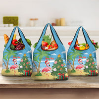 Flamingo Hawaii Summer Christmas Personalized Grocery Bag Mele Kalikimaka Beachy Vibes LT14 3-pack One Size Blue - Polynesian Pride