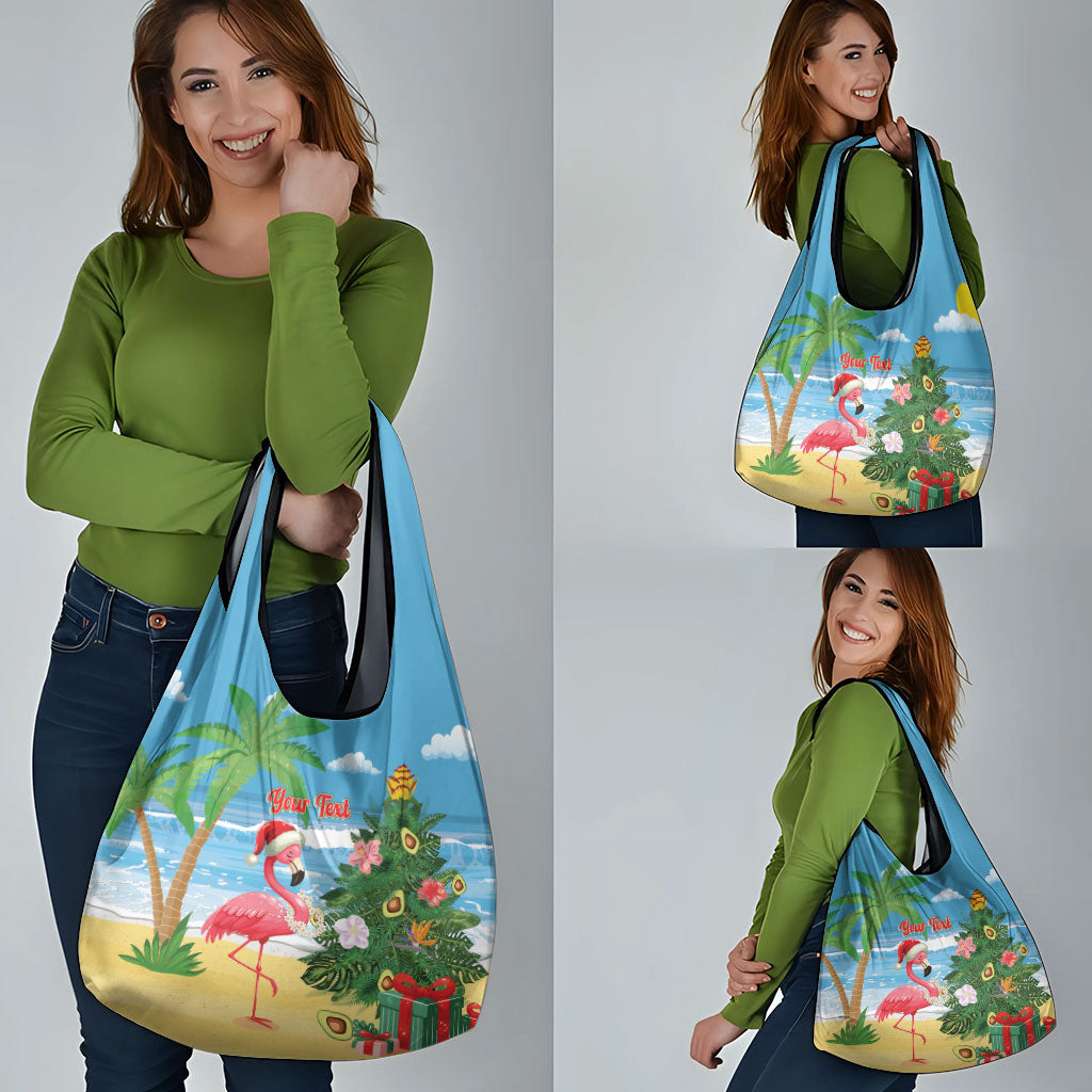 Flamingo Hawaii Summer Christmas Personalized Grocery Bag Mele Kalikimaka Beachy Vibes LT14 - Polynesian Pride