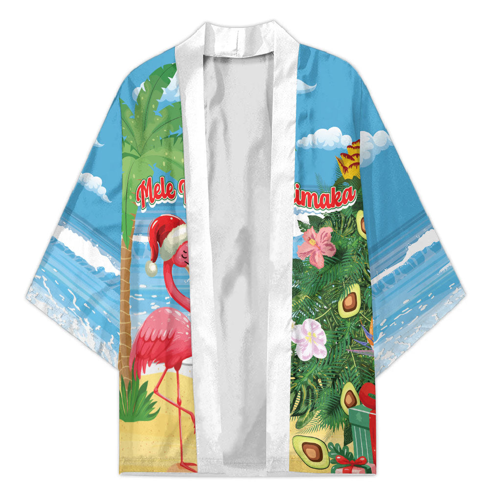 Flamingo Hawaii Summer Christmas Personalized Kimono Mele Kalikimaka Beachy Vibes LT14 Unisex Blue - Polynesian Pride