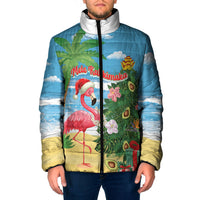 Flamingo Hawaii Summer Christmas Personalized Padded Jacket Mele Kalikimaka Beachy Vibes LT14 Men Blue - Polynesian Pride