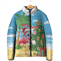 Flamingo Hawaii Summer Christmas Personalized Padded Jacket Mele Kalikimaka Beachy Vibes LT14 - Polynesian Pride
