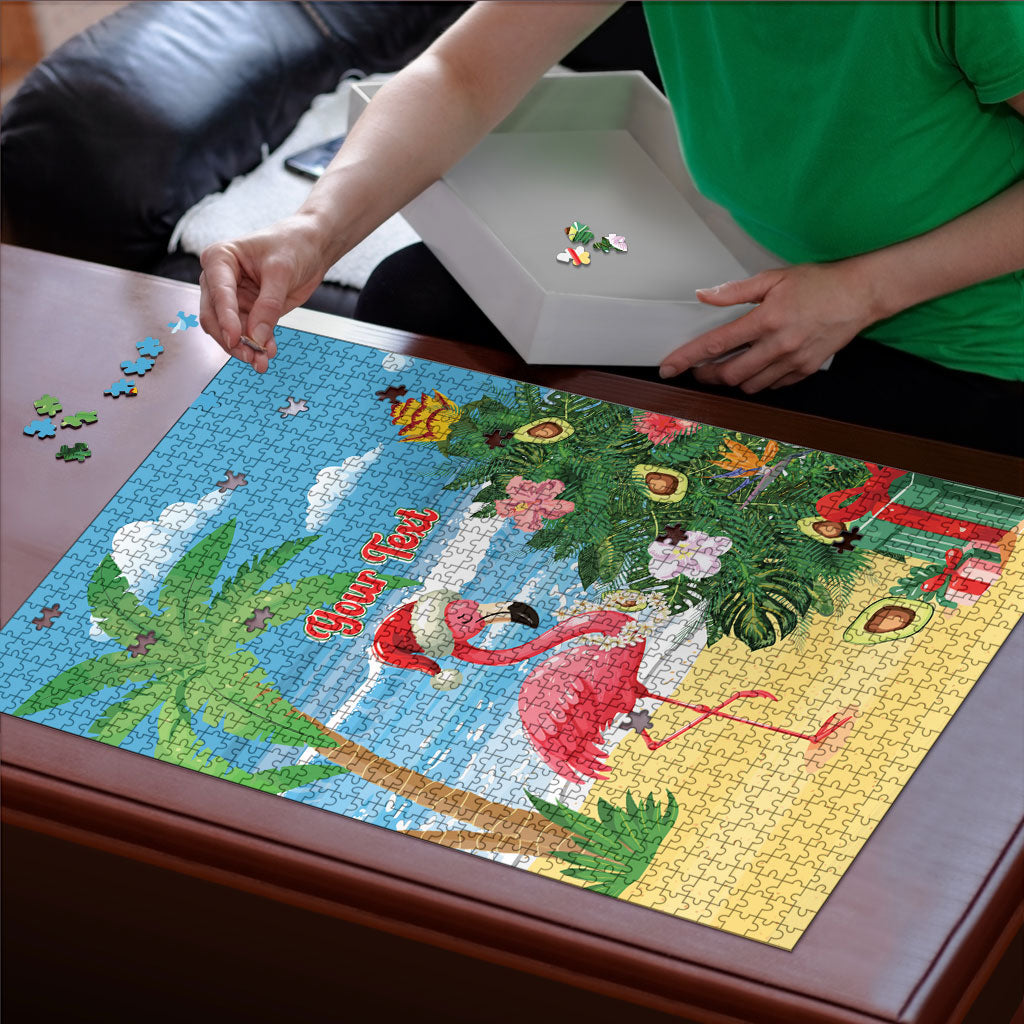 Flamingo Hawaii Summer Christmas Personalized Puzzle Mele Kalikimaka Beachy Vibes LT14 - Polynesian Pride
