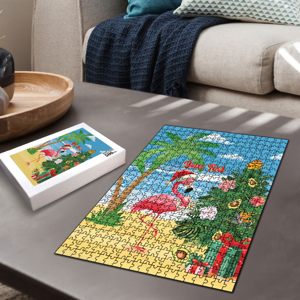 Flamingo Hawaii Summer Christmas Personalized Puzzle Mele Kalikimaka Beachy Vibes LT14 - Polynesian Pride