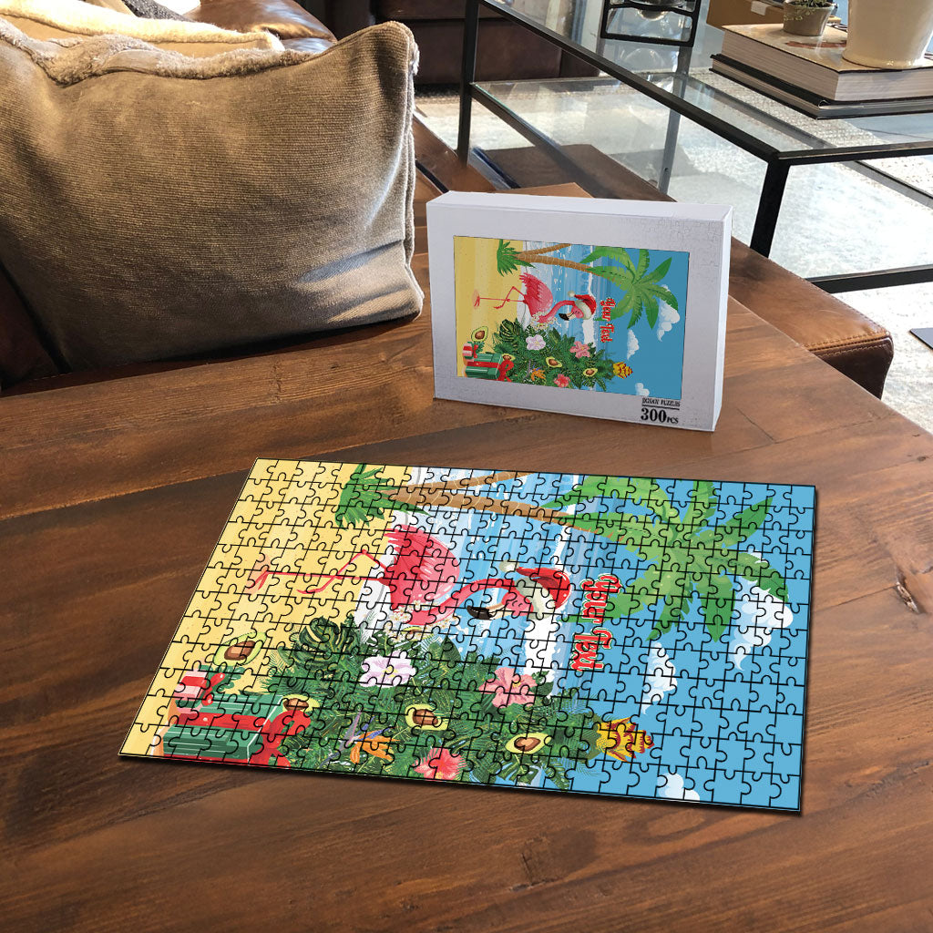 Flamingo Hawaii Summer Christmas Personalized Puzzle Mele Kalikimaka Beachy Vibes LT14 - Polynesian Pride