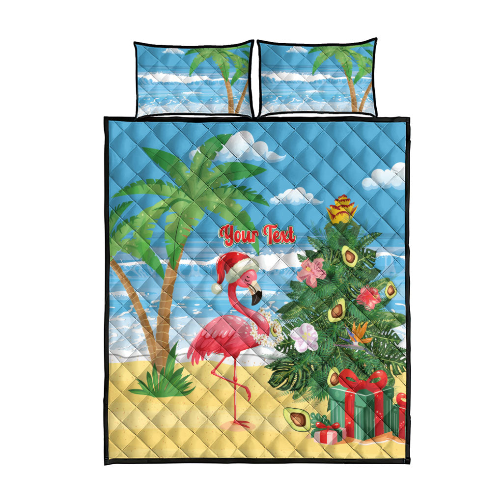 Flamingo Hawaii Summer Christmas Personalized Quilt Bed Set Mele Kalikimaka Beachy Vibes LT14 - Polynesian Pride