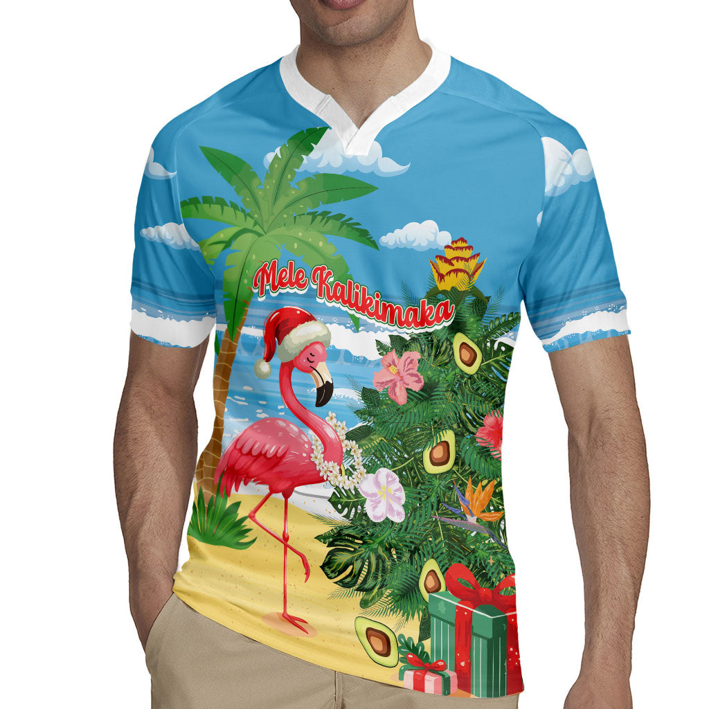 Flamingo Hawaii Summer Christmas Personalized Rugby Jersey Mele Kalikimaka Beachy Vibes LT14 - Polynesian Pride