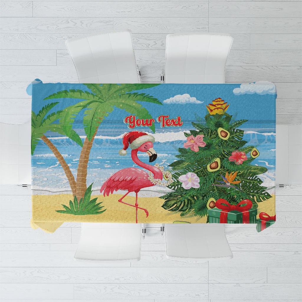 Flamingo Hawaii Summer Christmas Personalized Tablecloth Mele Kalikimaka Beachy Vibes LT14 Blue - Polynesian Pride
